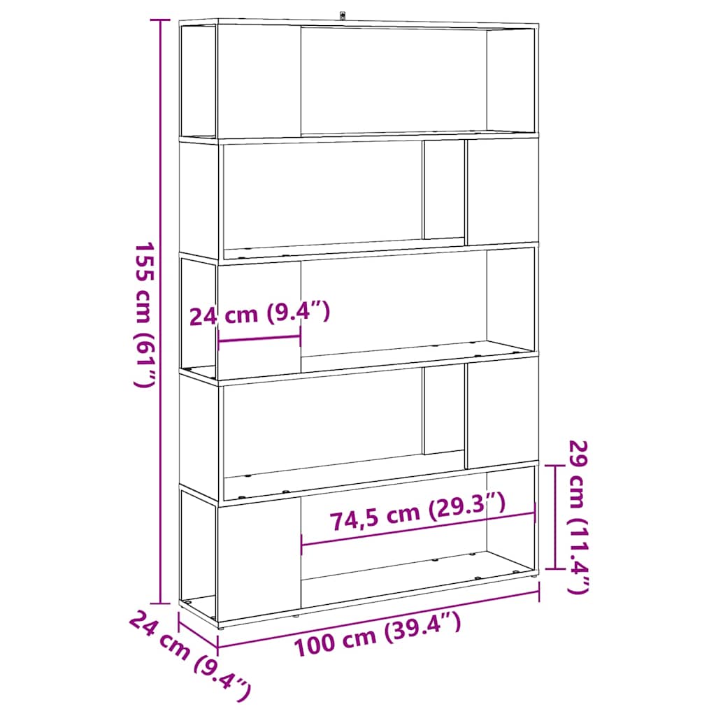 Dulap cu cărți/Separator de cameră Lemn vechi 100x24x155 cm