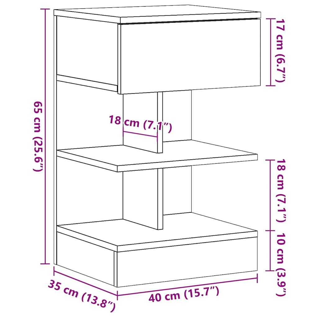 Noptiera Lemn Vechi 40x35x65 cm Lemn prelucrat