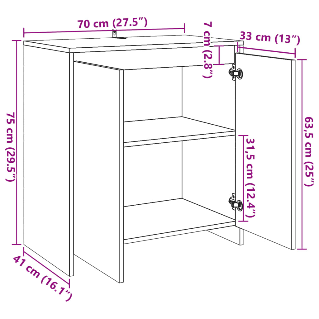 Dulap, stejar artizanal, 70x41x75cm, lemn prelucrat