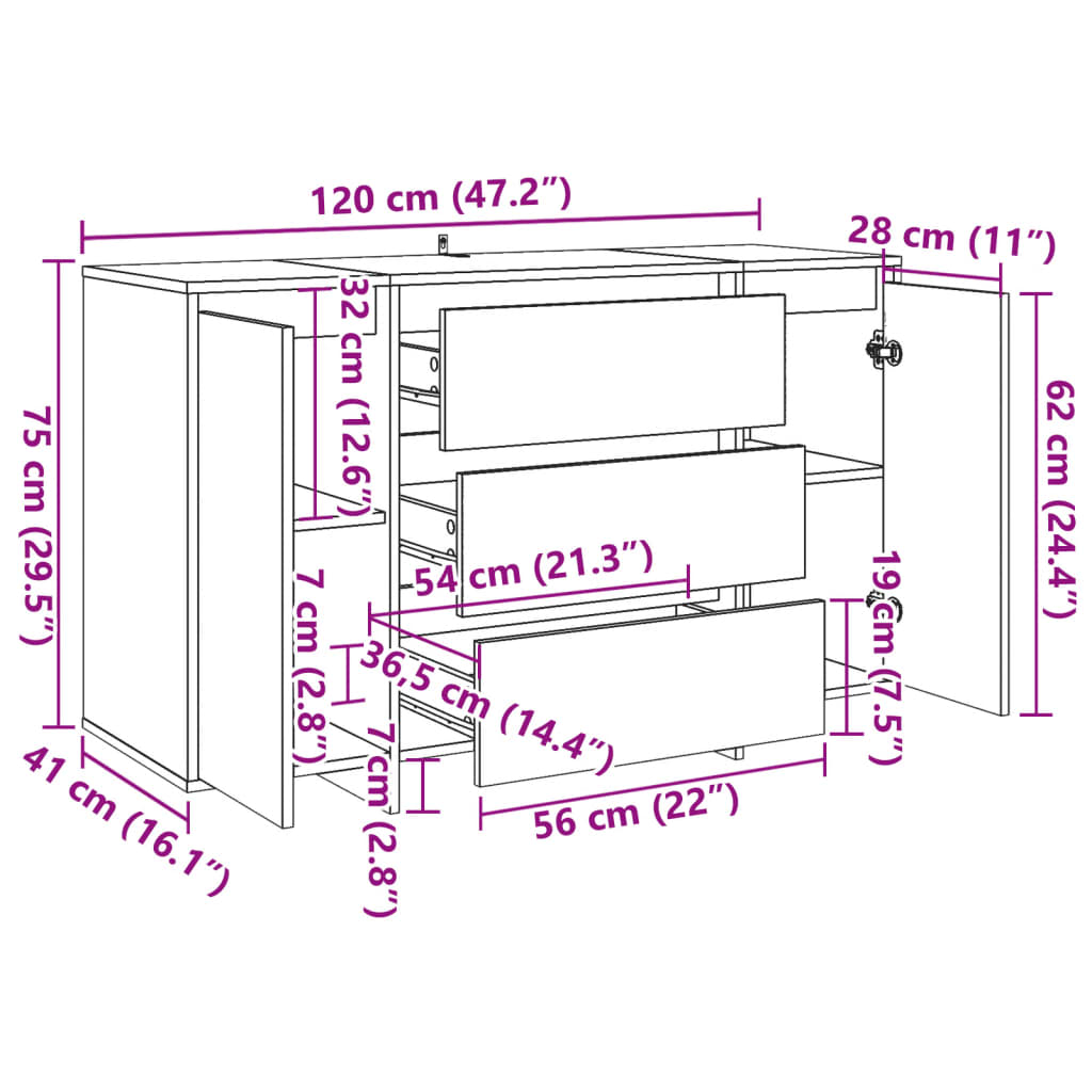 Dulap, lemn vechi, 120x41x75 cm, lemn prelucrat