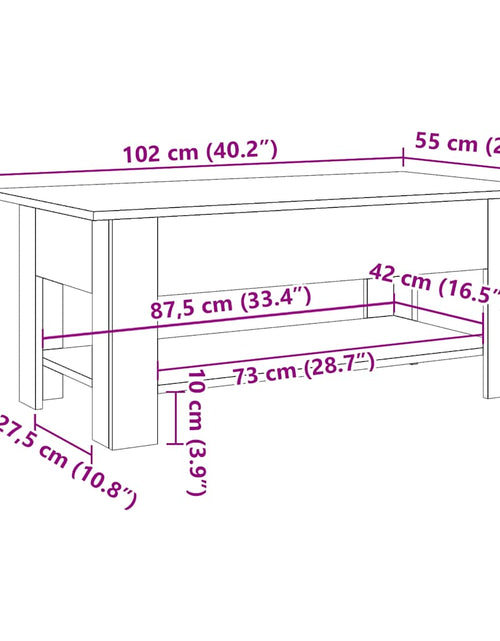 Загрузите изображение в средство просмотра галереи, Măsuță de cafea, lemn vechi, 102x55x42 cm, lemn prelucrat
