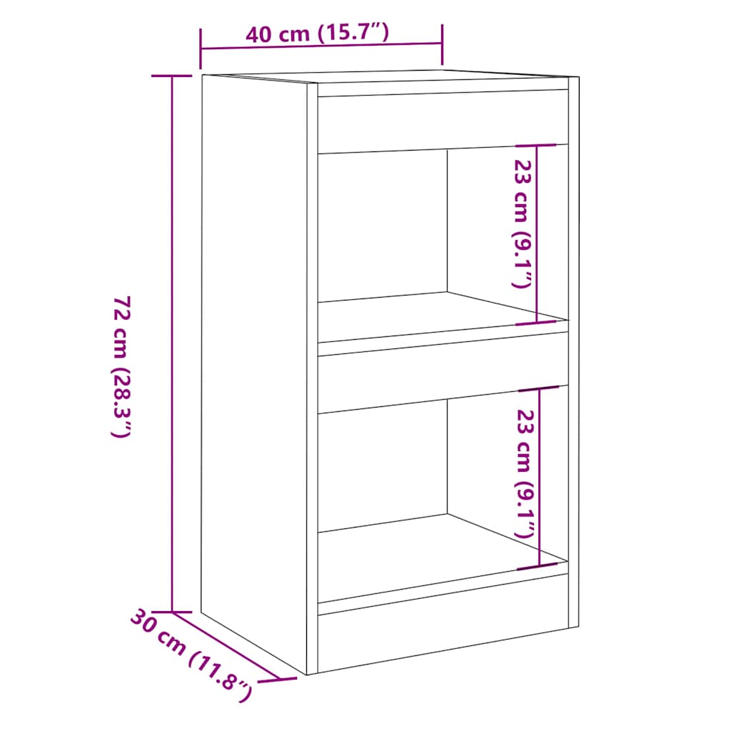 Bibliotecă/Separator cameră, lemn vechi, 40x30x72 cm