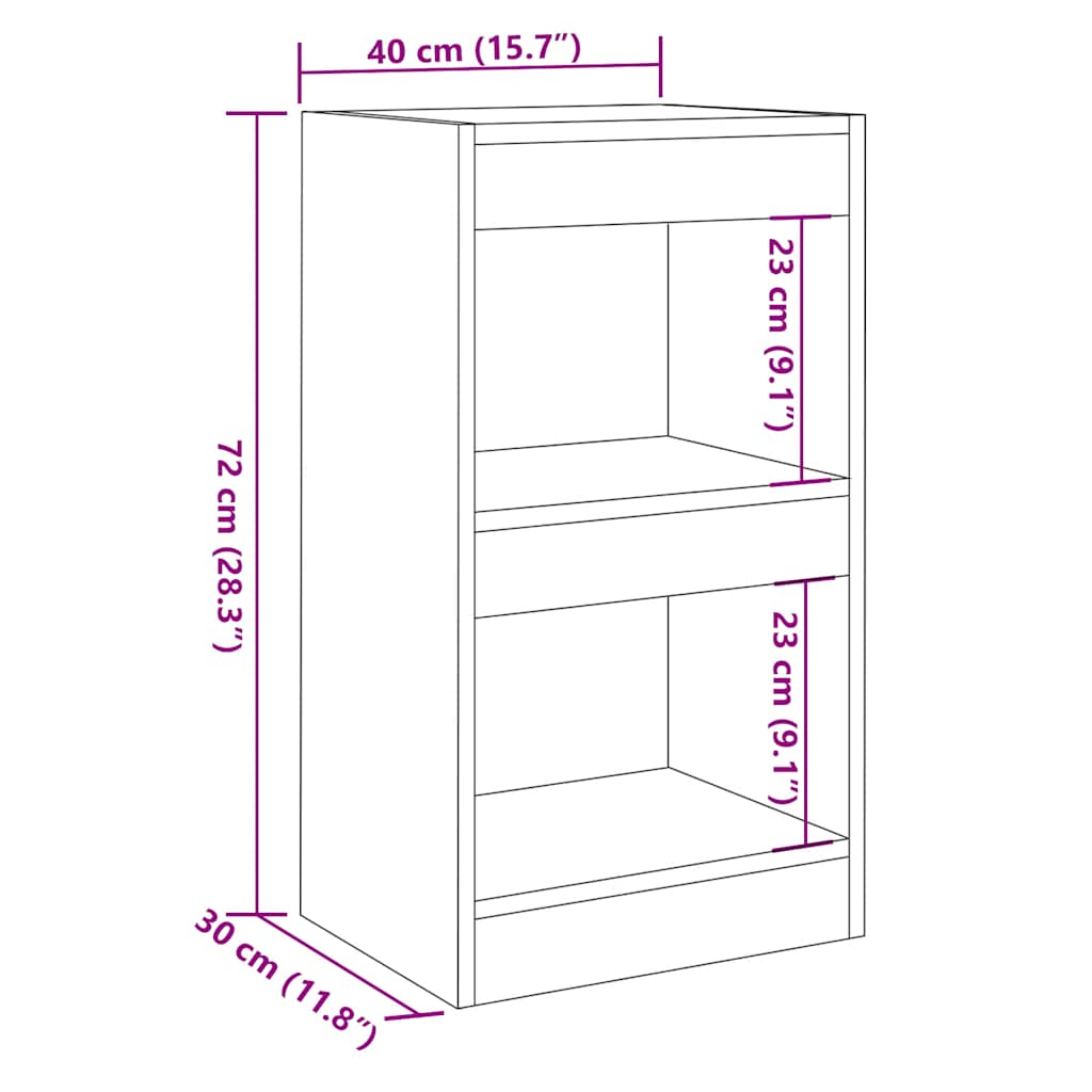 Bibliotecă/Separator de cameră stejar artizanal 40x30x72 cm