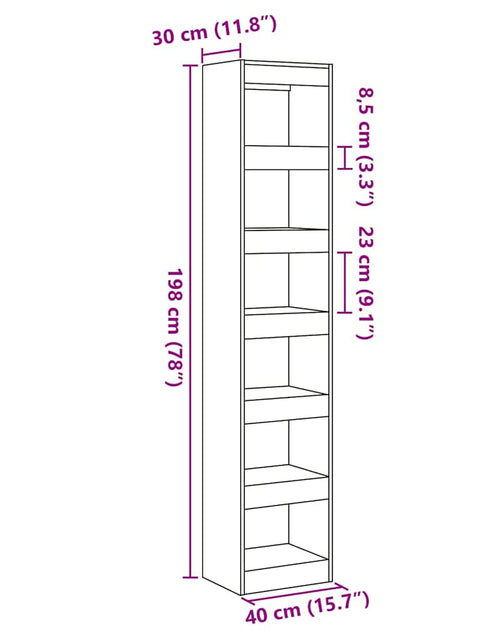 Încărcați imaginea în vizualizatorul Galerie, Dulap cu cărți/Separator de cameră Stejar Artisan 40x30x198 cm
