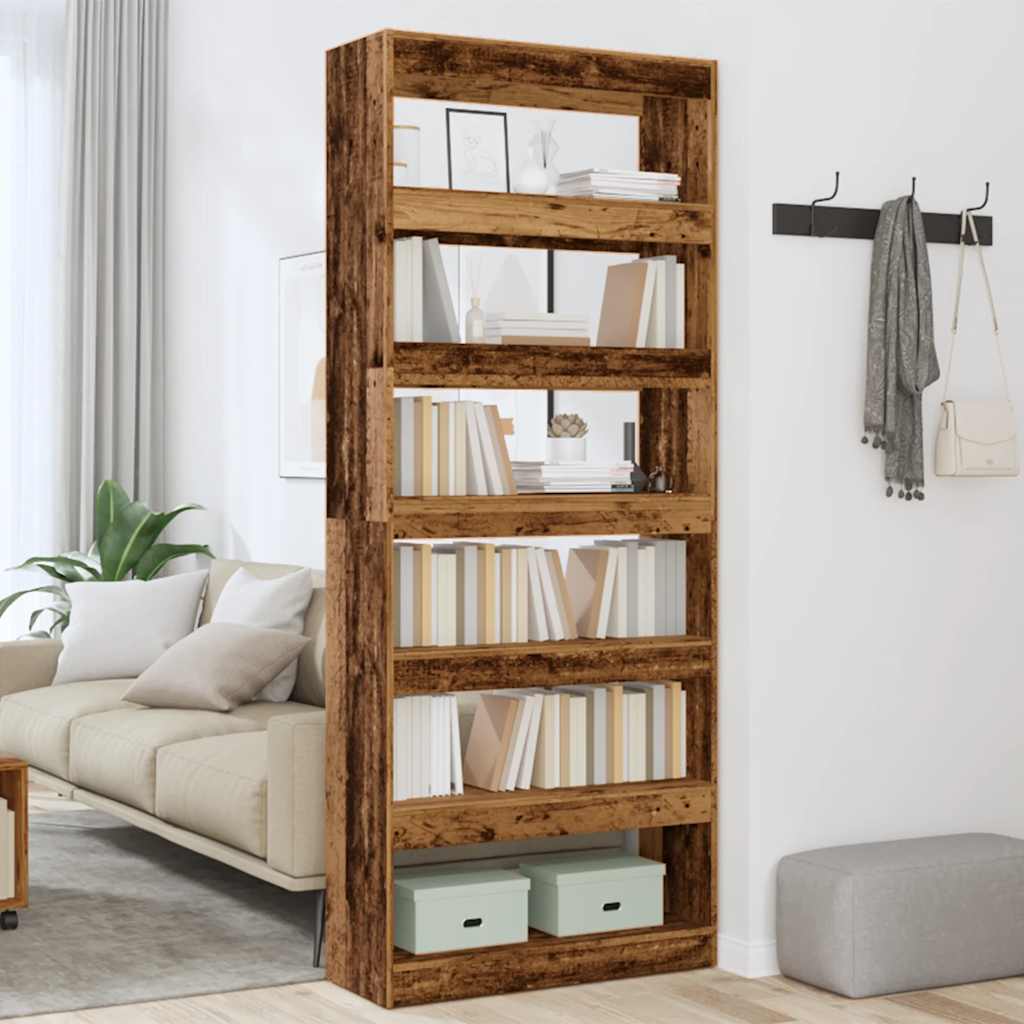 Bibliotecă/Separator de cameră, Lemn vechi, 80x30x198 cm