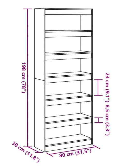 Încărcați imaginea în vizualizatorul Galerie, Bibliotecă/Separator de cameră, Lemn vechi, 80x30x198 cm
