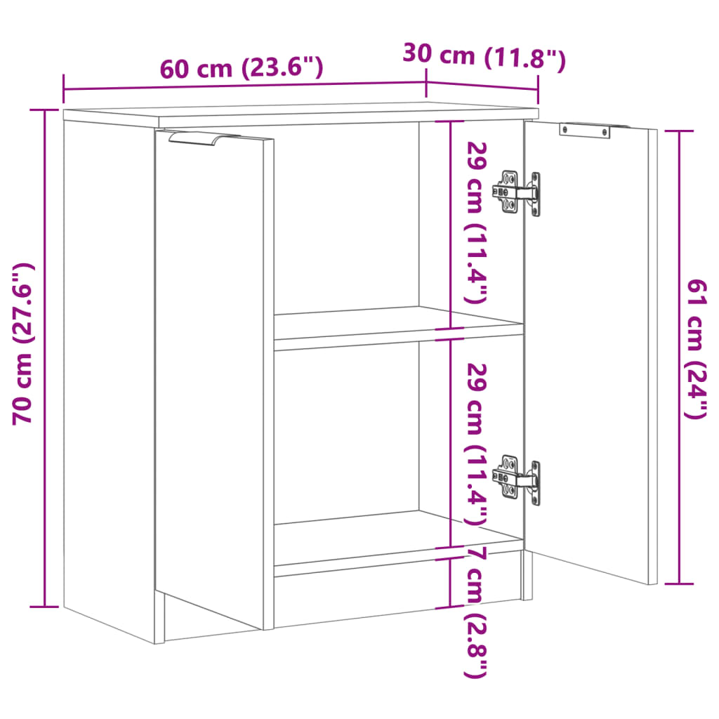 Dulap, stejar artizanal, 60x30x70 cm, lemn prelucrat