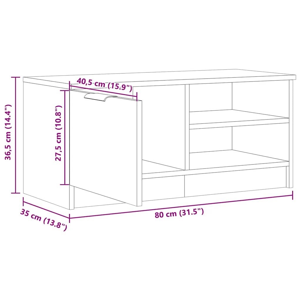 Dulap TV Lemn vechi 80x35x36,5 cm Lemn prelucrat