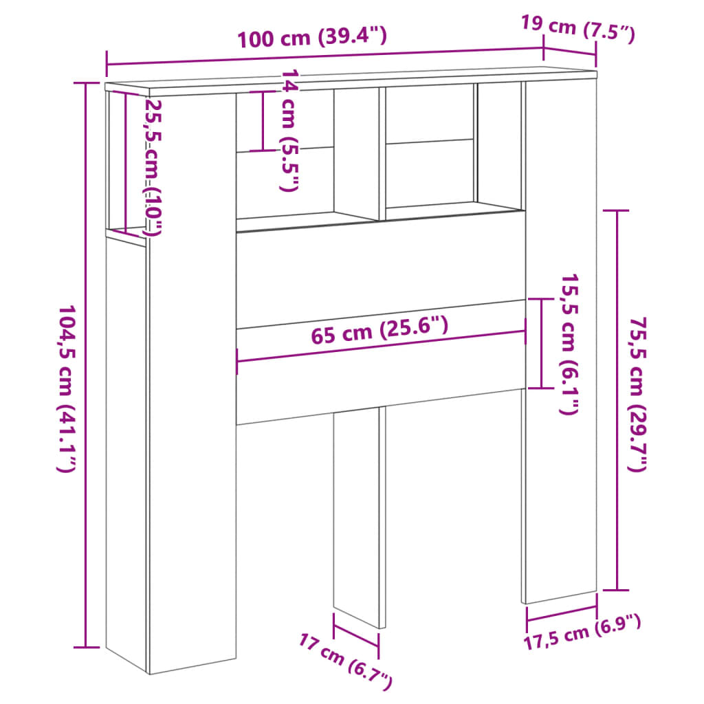 Tăblie pat cu dulap, lemn vechi 100x19x104,5 cm lemn prelucrat