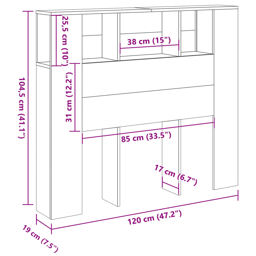 Tăblie pat cu dulap, lemn vechi 120x19x104,5 cm lemn prelucrat