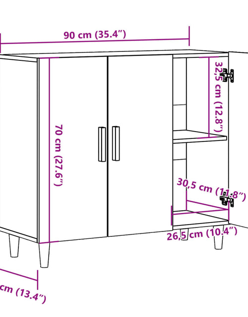 Încărcați imaginea în vizualizatorul Galerie, Dulap, stejar artizanal, 90x34x80 cm, lemn prelucrat

