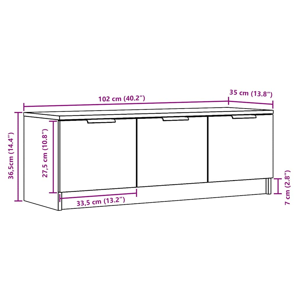 Dulap TV Lemn vechi 102x35x36,5 cm Lemn prelucrat