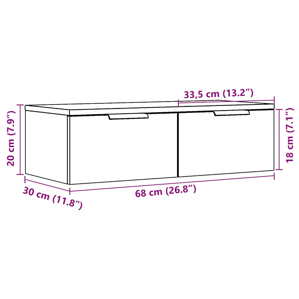 Dulap de perete, lemn vechi, 68x30x20 cm, lemn compozit