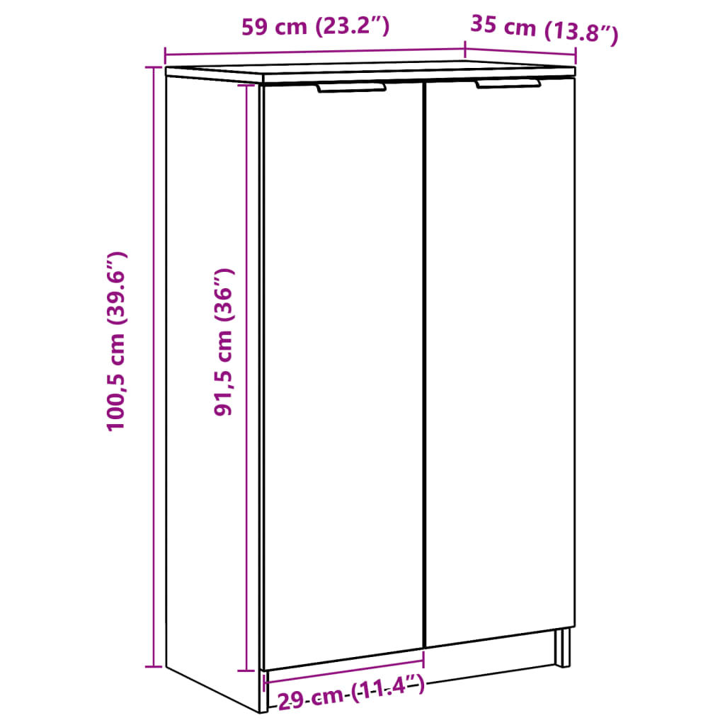 Pantofar, stejar artizanal, 59x35x100,5 cm, lemn prelucrat