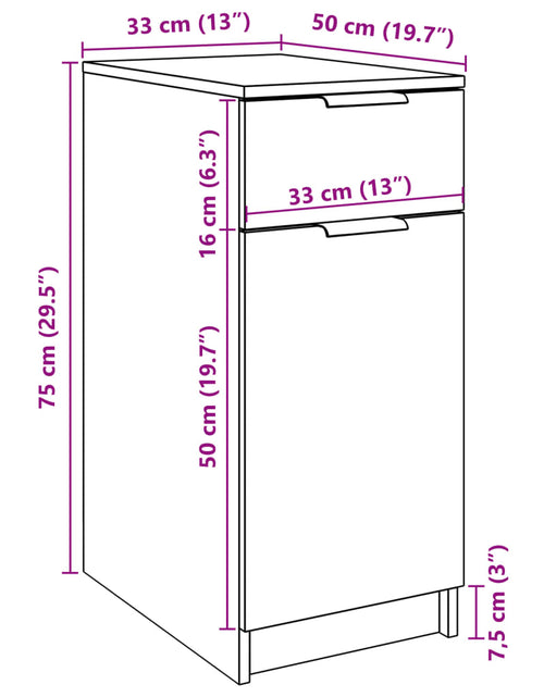 Încărcați imaginea în vizualizatorul Galerie, Dulap de birou, stejar artizanal, 33x50x75 cm lemn prelucrat
