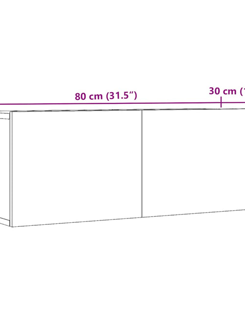 Încărcați imaginea în vizualizatorul Galerie, Comodă TV de perete, 2 buc. stejar artizanal, 80x30x30 cm
