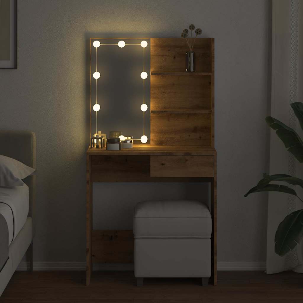 Masa de toaleta cu LED Artisan Stejar 74,5x40x141 cm