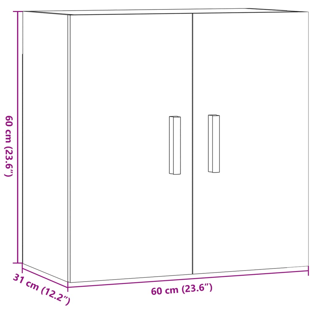 Dulap de perete, stejar artizanal, 60x31x60 cm, lemn prelucrat