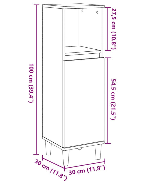 Încărcați imaginea în vizualizatorul Galerie, Dulap de baie, lemn vechi, 30x30x100 cm, lemn prelucrat
