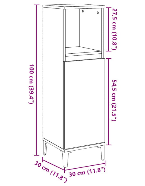 Загрузите изображение в средство просмотра галереи, Dulap de baie, stejar artizanal, 30x30x100 cm, lemn prelucrat
