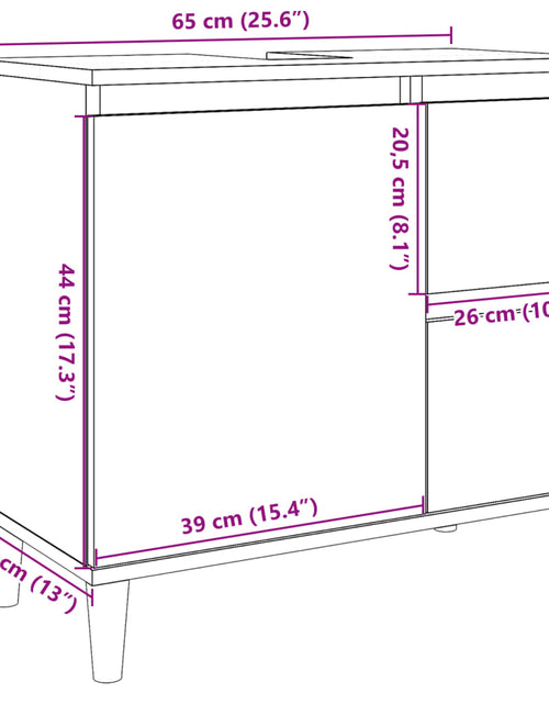 Загрузите изображение в средство просмотра галереи, Dulap de chiuvetă, lemn vechi, 65x33x60 cm, lemn prelucrat
