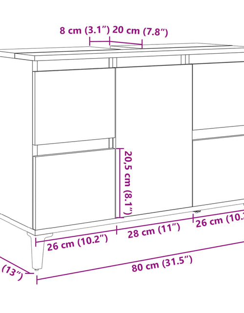 Încărcați imaginea în vizualizatorul Galerie, Dulap de chiuvetă, lemn vechi, 80x33x60 cm, lemn prelucrat
