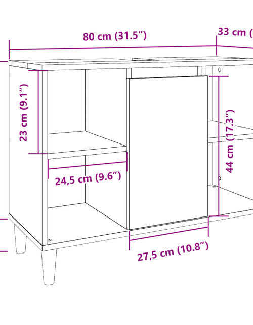 Încărcați imaginea în vizualizatorul Galerie, Dulap pentru baie stejar artizanal, 80x33x60 cm, lemn prelucrat
