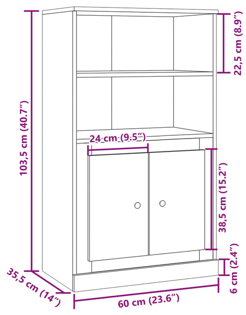 Загрузите изображение в средство просмотра галереи, Dulap înalt, stejar artizanal, 60x35,5x103,5 cm, lemn prelucrat
