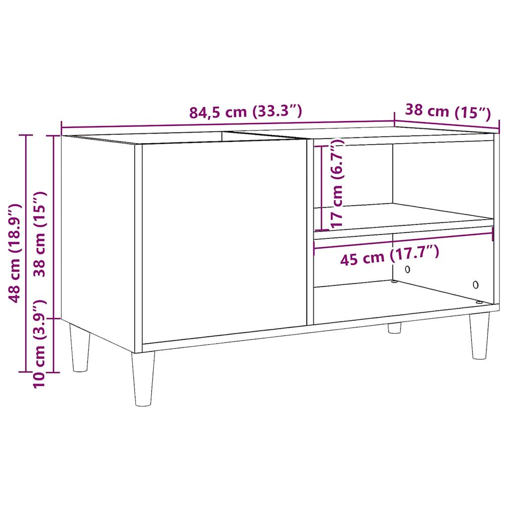 Dulap pentru discuri, lemn vechi, 84,5x38x48 cm, lemn prelucrat