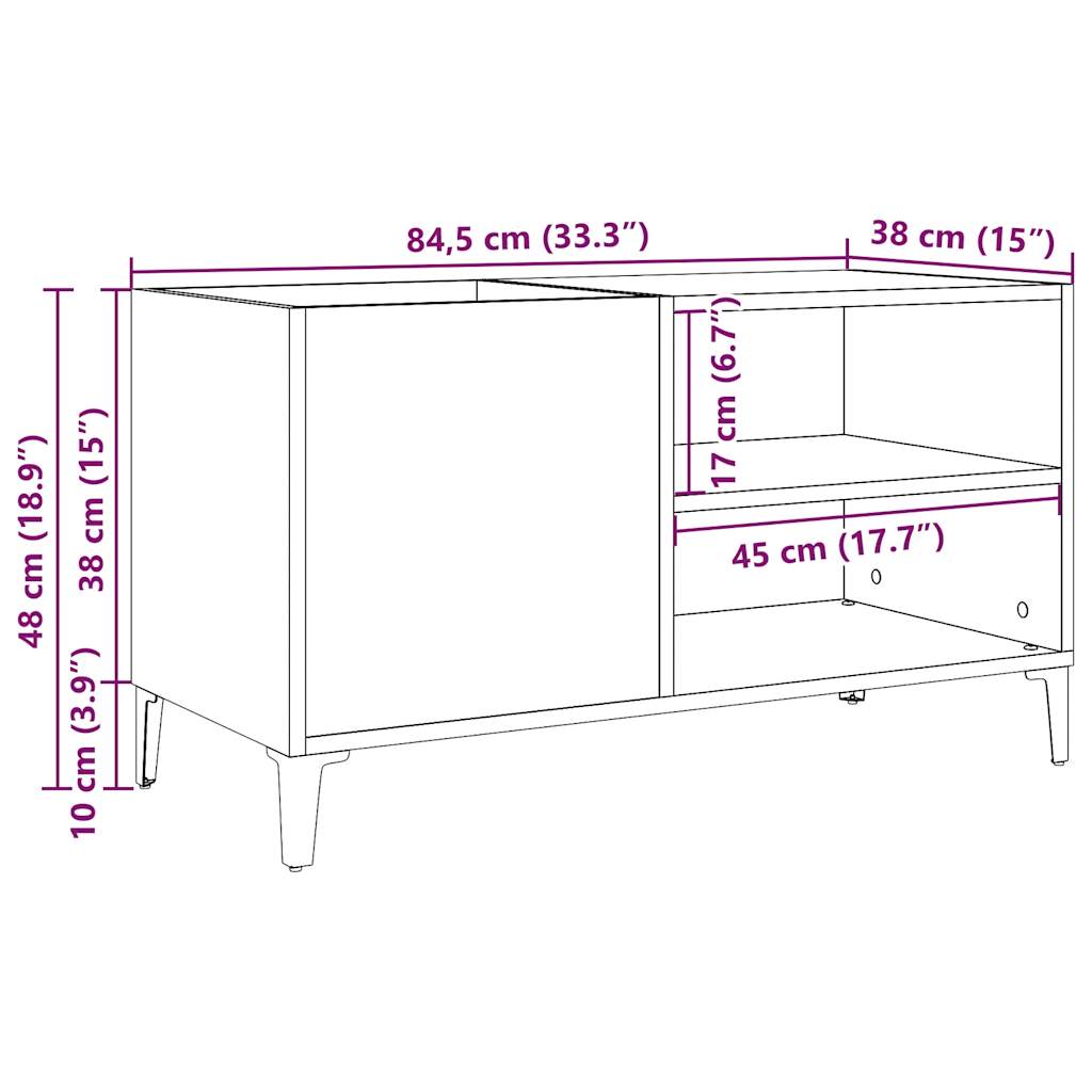 Dulap pentru discuri, lemn vechi, 84,5x38x48 cm, lemn prelucrat