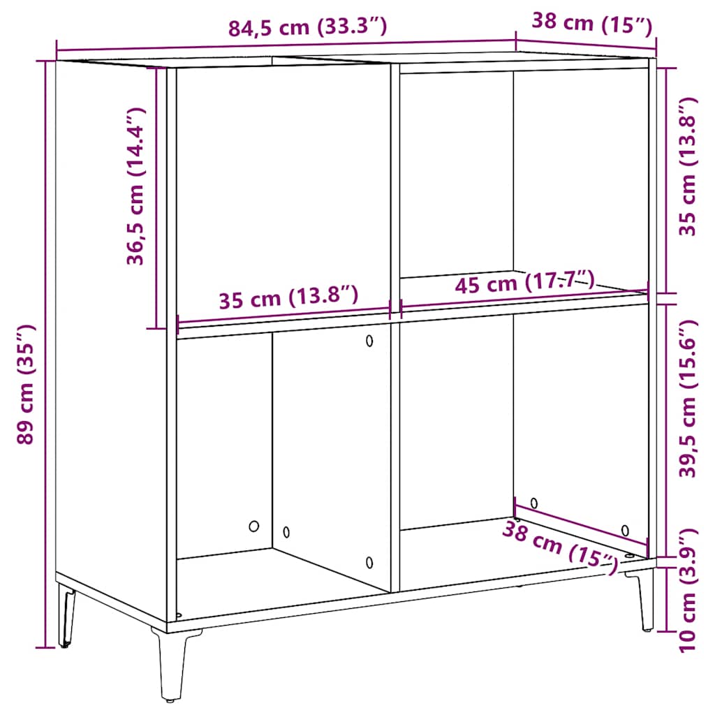 Dulap pentru discuri lemn vechi 84,5x38x89 cm lemn prelucrat