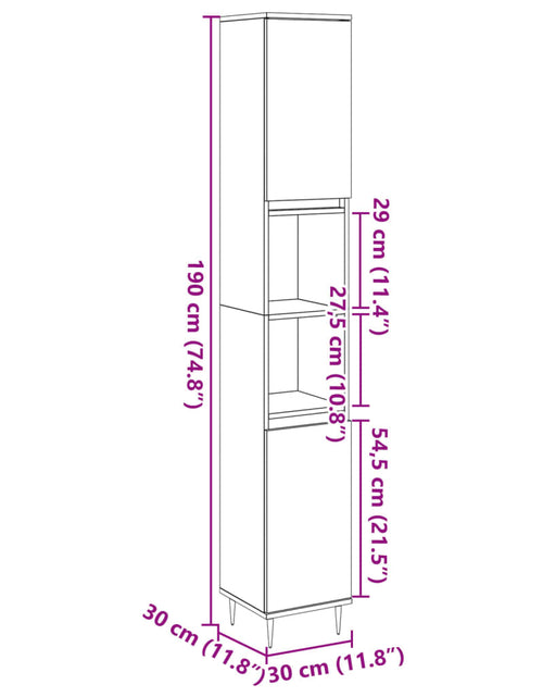 Загрузите изображение в средство просмотра галереи, Dulap de baie, lemn vechi, 30x30x190 cm, lemn prelucrat
