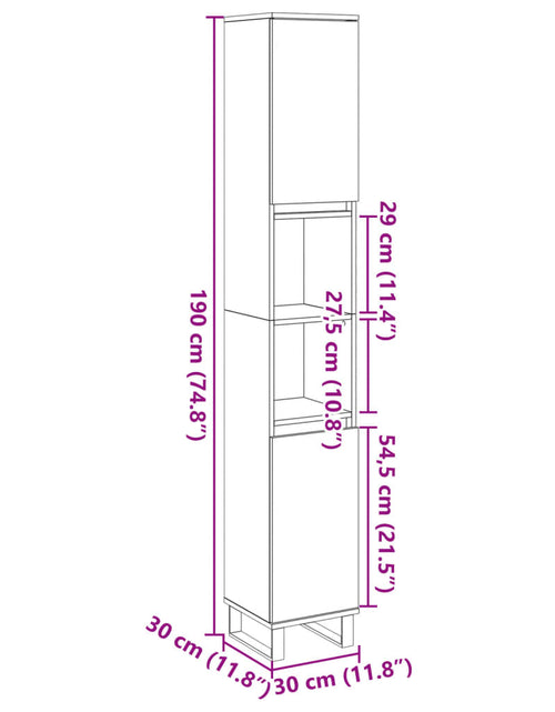 Încărcați imaginea în vizualizatorul Galerie, Dulap de baie, lemn vechi, 30x30x190 cm, lemn prelucrat
