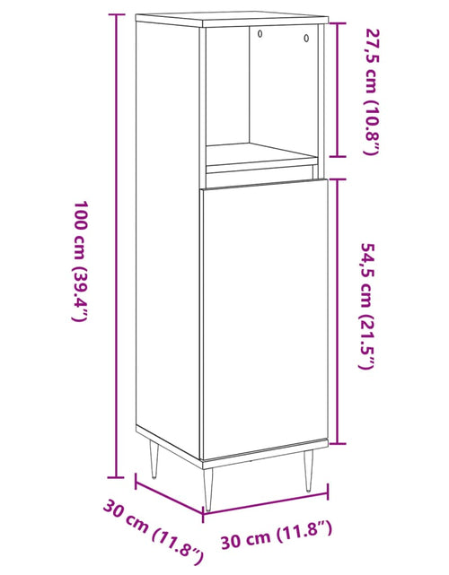 Загрузите изображение в средство просмотра галереи, Dulap de baie, stejar artizanal, 30x30x100 cm, lemn prelucrat
