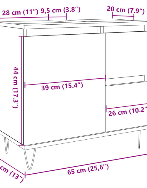 Încărcați imaginea în vizualizatorul Galerie, Dulap de chiuvetă baie, gri beton, 65x33x60 cm, lemn prelucrat
