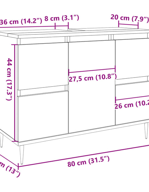 Încărcați imaginea în vizualizatorul Galerie, Dulap pentru baie, gri beton, 80x33x60 cm, lemn compozit
