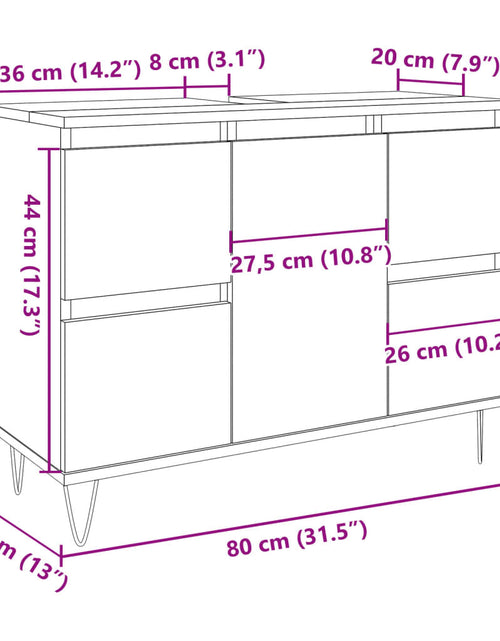 Încărcați imaginea în vizualizatorul Galerie, Dulap pentru baie, gri beton, 80x33x60 cm, lemn compozit
