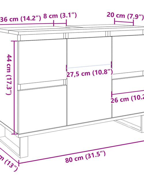 Încărcați imaginea în vizualizatorul Galerie, Dulap chiuvetă baie, lemn vechi, 80x33x60 cm, lemn prelucrat

