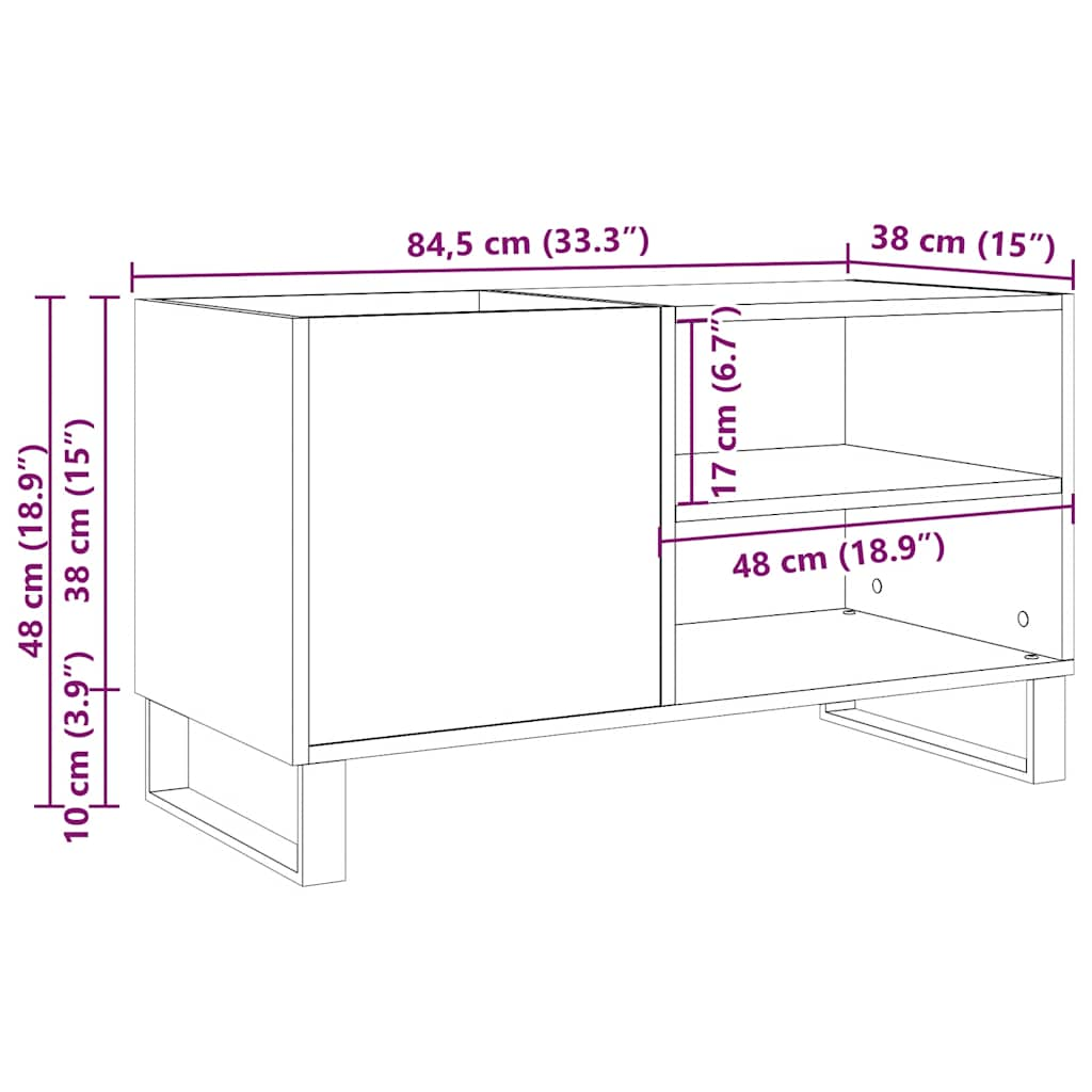 Dulap pentru discuri, lemn vechi, 84,5x38x48 cm, lemn prelucrat