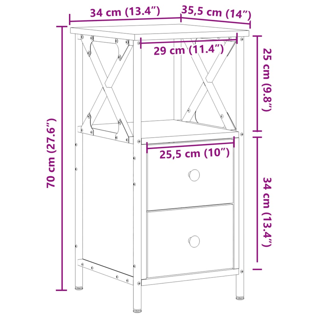 Noptiere, 2 buc, lemn vechi, 34x35,5x70 cm, lemn prelucrat