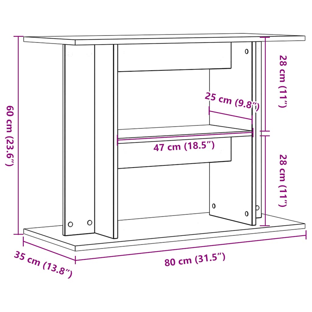 Suport acvariu, stejar artizanal, 80x35x60 cm, lemn prelucrat