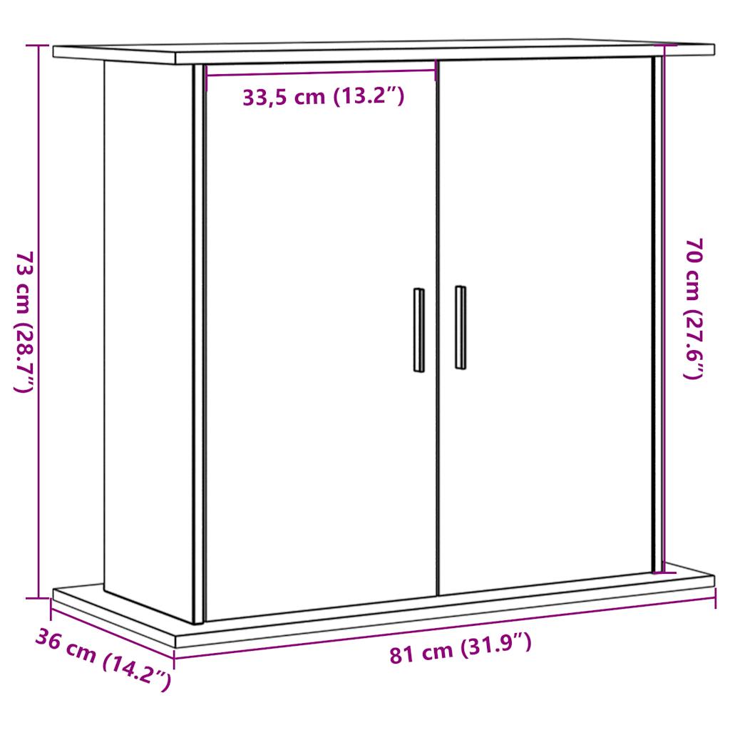 Suport acvariu, stejar artizanal, 81x36x73 cm, lemn prelucrat