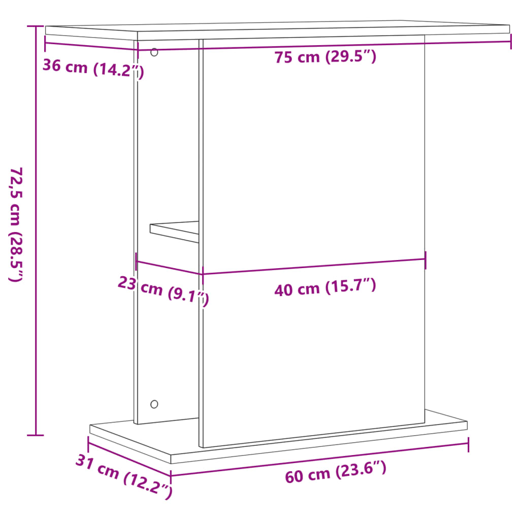 Suport acvariu, stejar artizanal, 36x75x72,5 cm, lemn prelucrat