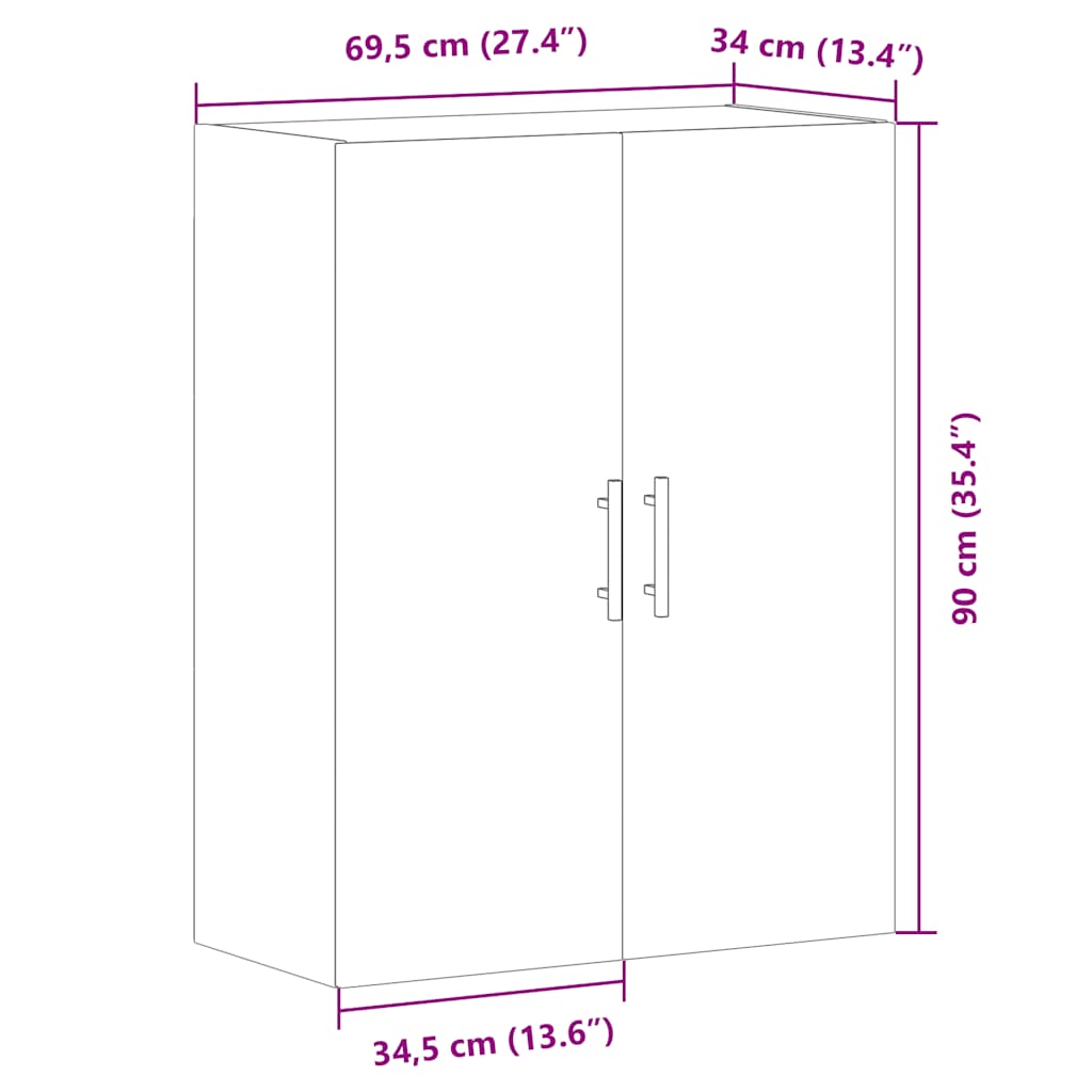 Dulap montat pe perete lemn vechi 69,5x34x90 cm