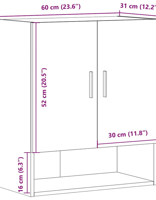 Загрузите изображение в средство просмотра галереи, Dulap de perete, lemn vechi, 60x31x70 cm, lemn compozit
