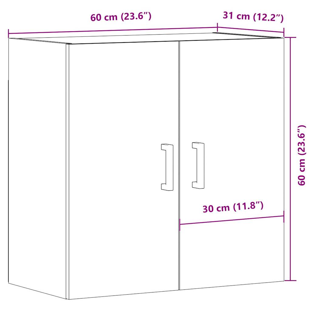 Dulap de perete, lemn învechit, 60x31x60 cm, lemn prelucrat