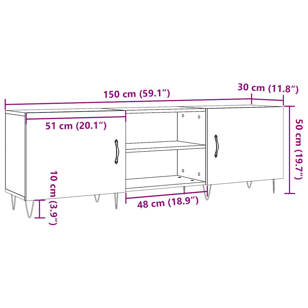 Dulap TV, lemn vechi, 150x30x50 cm, lemn prelucrat