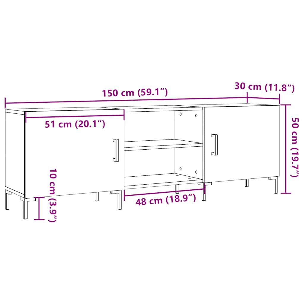 Dulap TV, lemn vechi, 150x30x50 cm, lemn prelucrat