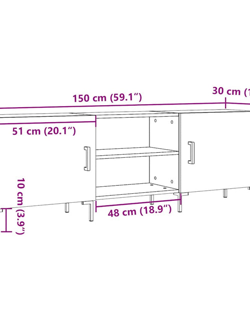 Încărcați imaginea în vizualizatorul Galerie, Dulap TV, stejar artizanal, 150x30x50 cm, lemn prelucrat
