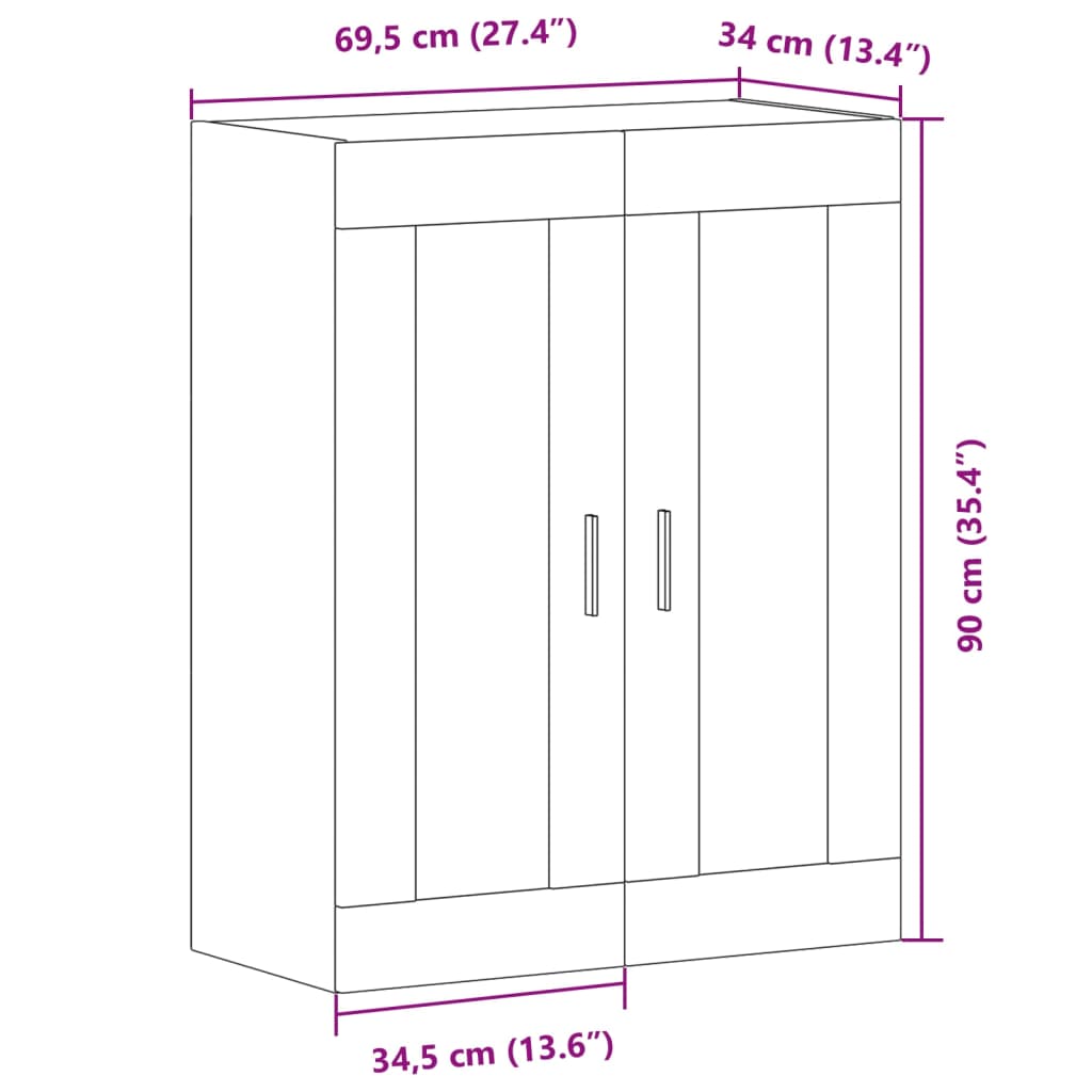 Dulap montat pe perete lemn vechi 69,5x34x90 cm